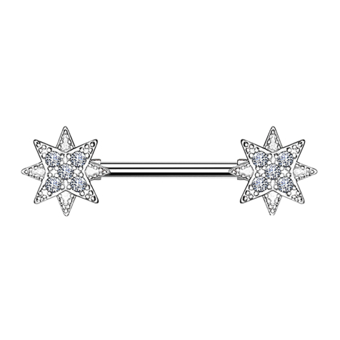 Barbell argent étoile avec cristal