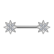 Barbell silver star with crystal