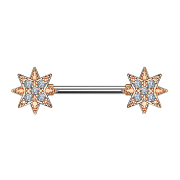 Barbell 14k gold-plated star with crystal