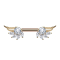 Barbell rose gold angel wings with crystal silver