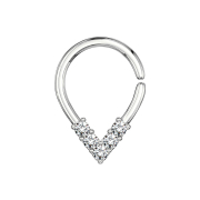 Micro piercing ring silver pointed with crystals