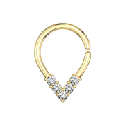 Micro piercing ring 14k gold-plated pointed with crystals