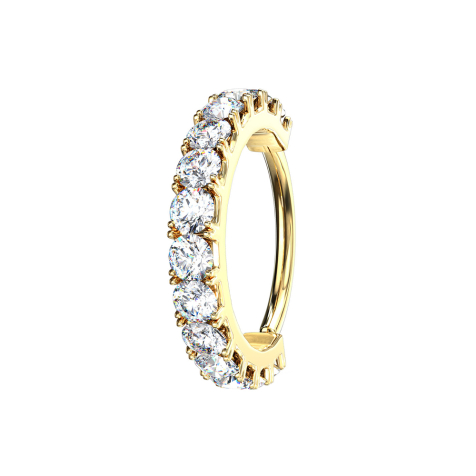 Micro Piercing Ring 14k vergoldet Kristallbogen silber