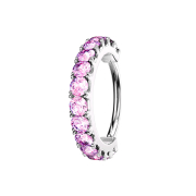 Micro Piercing Ring silber Kristallbogen pink