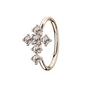 Micro piercing anneau rose doré croix argenté