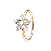Micro piercing anneau rose doré fleur de cristal...
