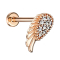 Micro labret internal thread rose gold angel wings