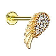 Micro Labret femelle 14k doré ailes dange