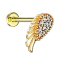 Micro labret internal thread 14k gold-plated angel wings