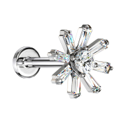 Micro Labret Innengewinde silber Kristallblume silber