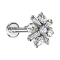 Micro Labret filet intérieur argent Croix fleur de cristal argent