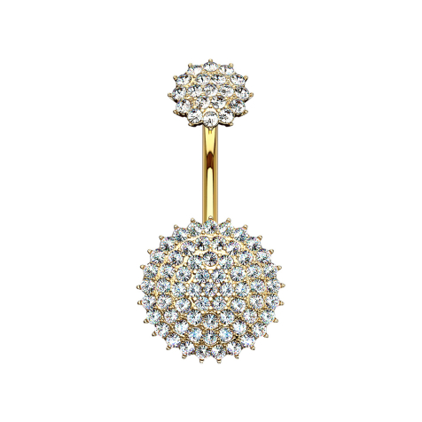 Banane femelle 14k doré cristal pavé