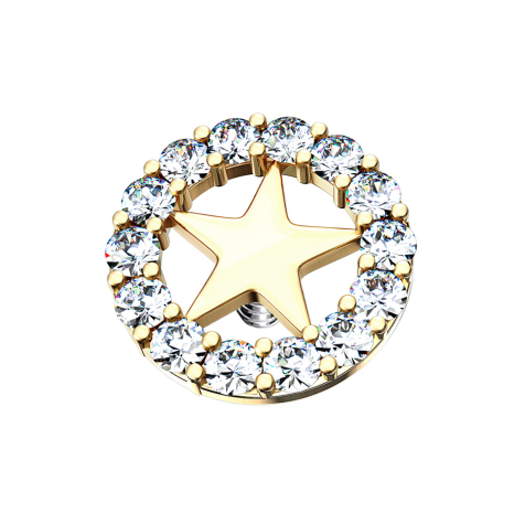 Dermal Anchor 14k gold-plated star circle silver