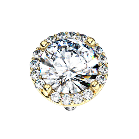 Dermal Anchor 14k doré double pavé cristal grand argent