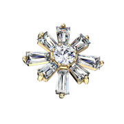 Dermal Anchor 14k plaqué or fleur de cristal long