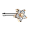 Nose stud straight rose gold flower crystal silver