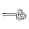 Nose stud straight silver heart crystal silver