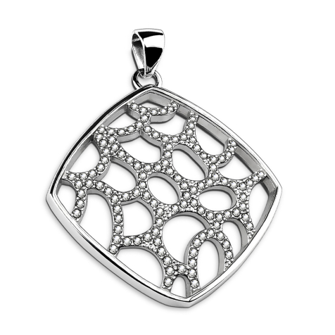Pendant silver square with net