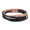 Black leather strap with four rose gold bands