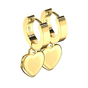Gold-plated hinged earring with heart pendant