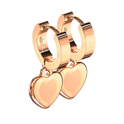 Folding earring rose gold with heart pendant