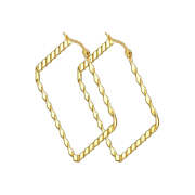 Earring gold-plated square wave pattern