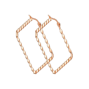 Earring rose gold square wave pattern