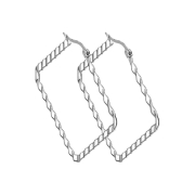 Earring silver wave pattern square