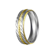 Bague argent trois bandes or
