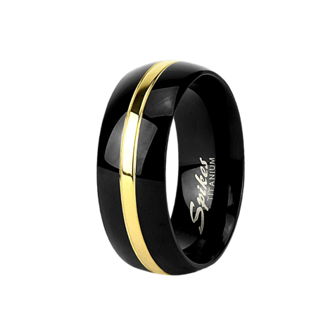 Ring black gold stripes
