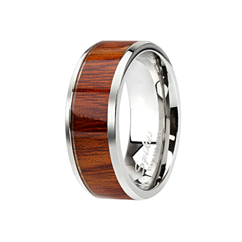 Ring silber Holzeinlage