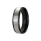 Bague noire rayée brossée argent