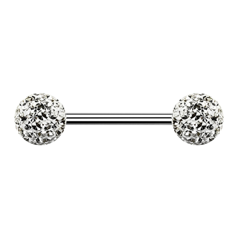 Micro Barbell argenté avec deux boules argentées Couche de protection époxyde