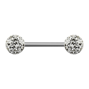 Micro barbell silver with two balls silver epoxy...