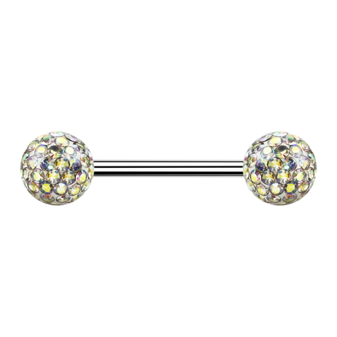 Micro Barbell argent avec deux boules multicolores couche protectrice dépoxy