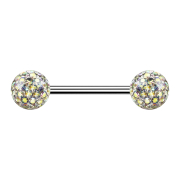 Micro Barbell argent avec deux boules multicolores couche...