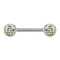 Micro Barbell argent avec deux boules multicolores couche protectrice dépoxy