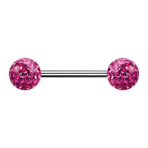 Micro Barbell argenté avec deux boules roses couche protectrice dépoxy