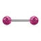 Micro Barbell argenté avec deux boules roses couche protectrice dépoxy