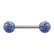 Micro barbell silver with two balls light blue epoxy...