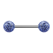 Micro Barbell argent avec deux boules bleu clair couche...