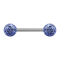 Micro Barbell argent avec deux boules bleu clair couche protectrice dépoxy