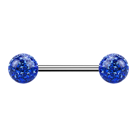Micro Barbell argent avec deux boules bleu foncé couche protectrice dépoxy