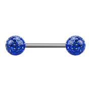 Micro Barbell argent avec deux boules bleu foncé...