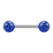 Micro Barbell argent avec deux boules bleu foncé couche protectrice dépoxy