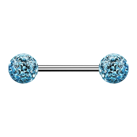 Micro Barbell argent avec deux boules aqua couche protectrice dépoxy