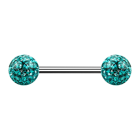 Micro Barbell argent avec deux boules turquoise couche de protection époxy