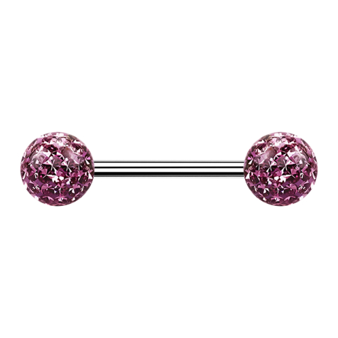 Micro Barbell argent avec deux boules violet clair couche protectrice dépoxy