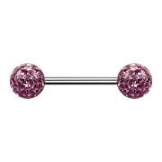 Micro Barbell argent avec deux boules violet clair couche...