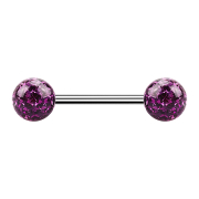 Micro barbell silver with two balls violet epoxy...